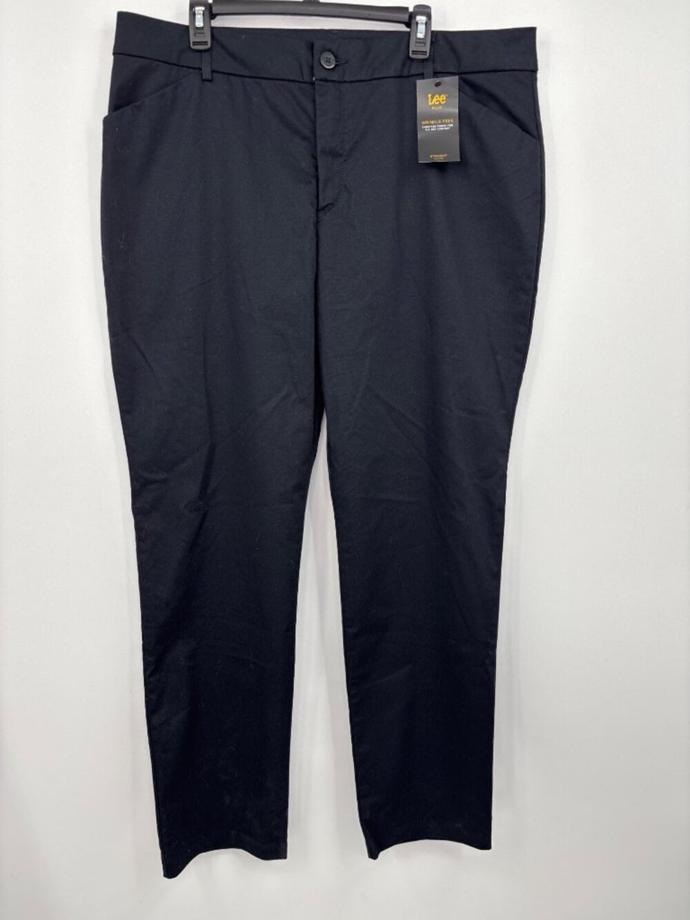 Lee Womens Wrinkle Free Chino Trouser Pant Straight Leg Black 18W Long NEW